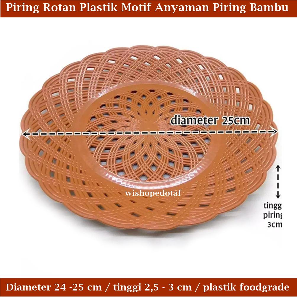 Plate Piring Rotan Plastik Motif Anyaman Piring Bambu