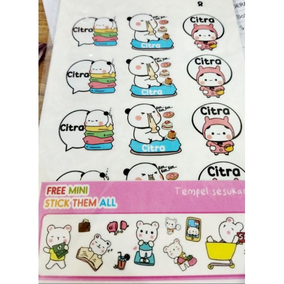 

105 PCS STIKER NAMA WATERPROOF CARTOON KARAKTER LUCU BAGUS BANYAK MURAH