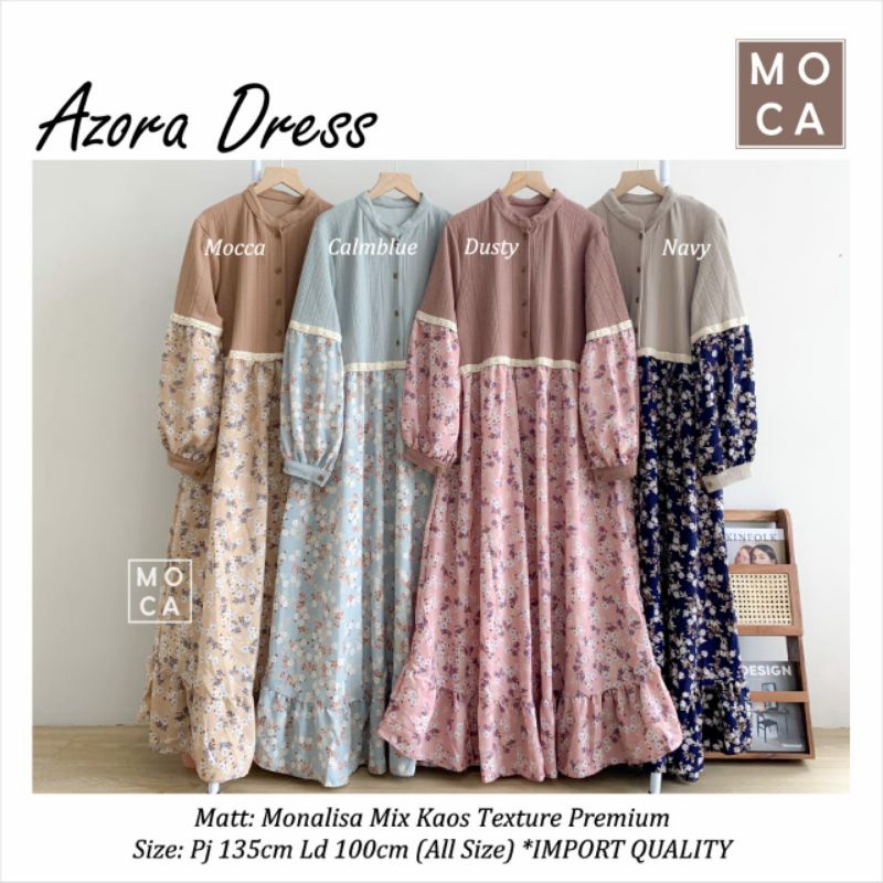 AZORA DRESS / SILRE DRESD BY MOCA/ dress by moca / dress bunga / pakaian wanita/ muslim