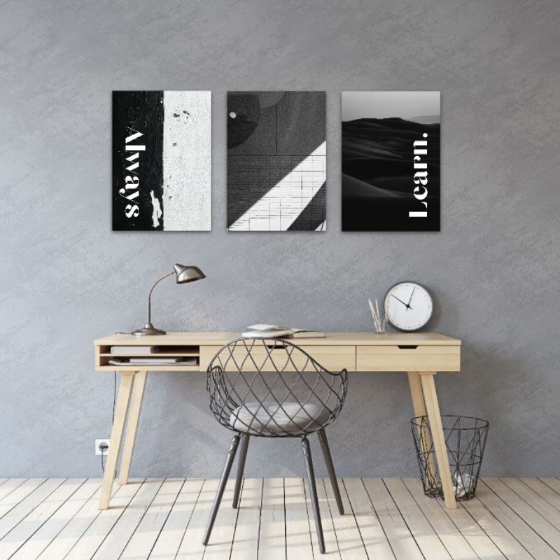 Jual Hiasan Dinding Ruang Tamu/Kamar Tidur Nuansa Hitam Putih Monokrom