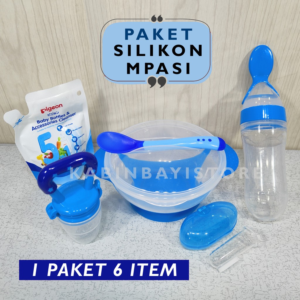 Paket MPASI 6 in 1 Perlengkapan Makan Bayi Sendok Mangkuk Empeng Botol Susu Sabun MPASI