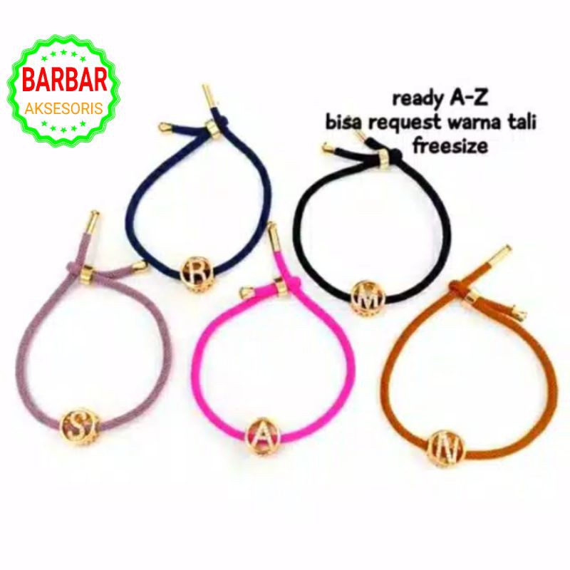 Gelang Tali Serut Pandora Huruf Inisial Nama