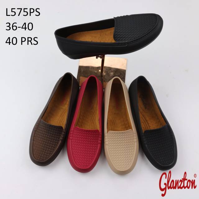 L575PS Sepatu Flat Glanzton Motif Kotak