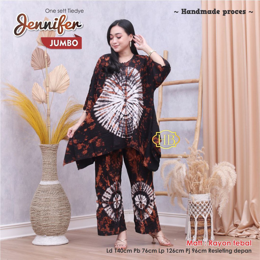Setelan Wanita Jumbo LD 140 cm Tie Dye Semi Kelelawar Big Size One Set Daily Set Rayon Busui Friendl