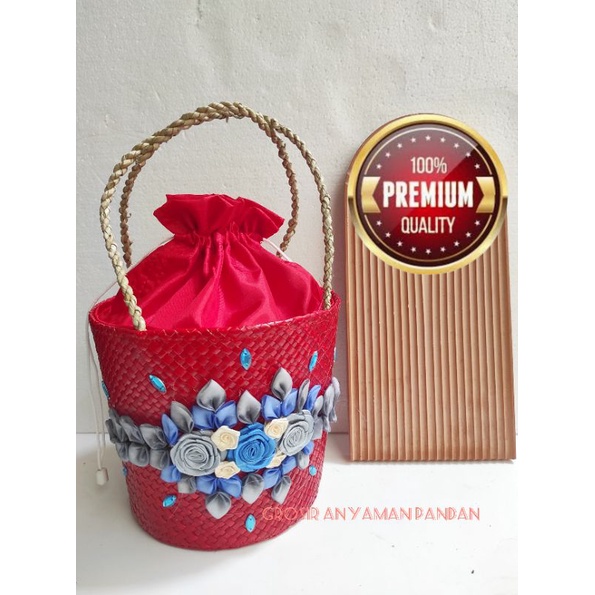 

iDk90 Tas Pandan Parsel EMBER 2 Toples Bunga Rose GG RARA Keranjang Gift Parcel Cny Hantaran Anyaman