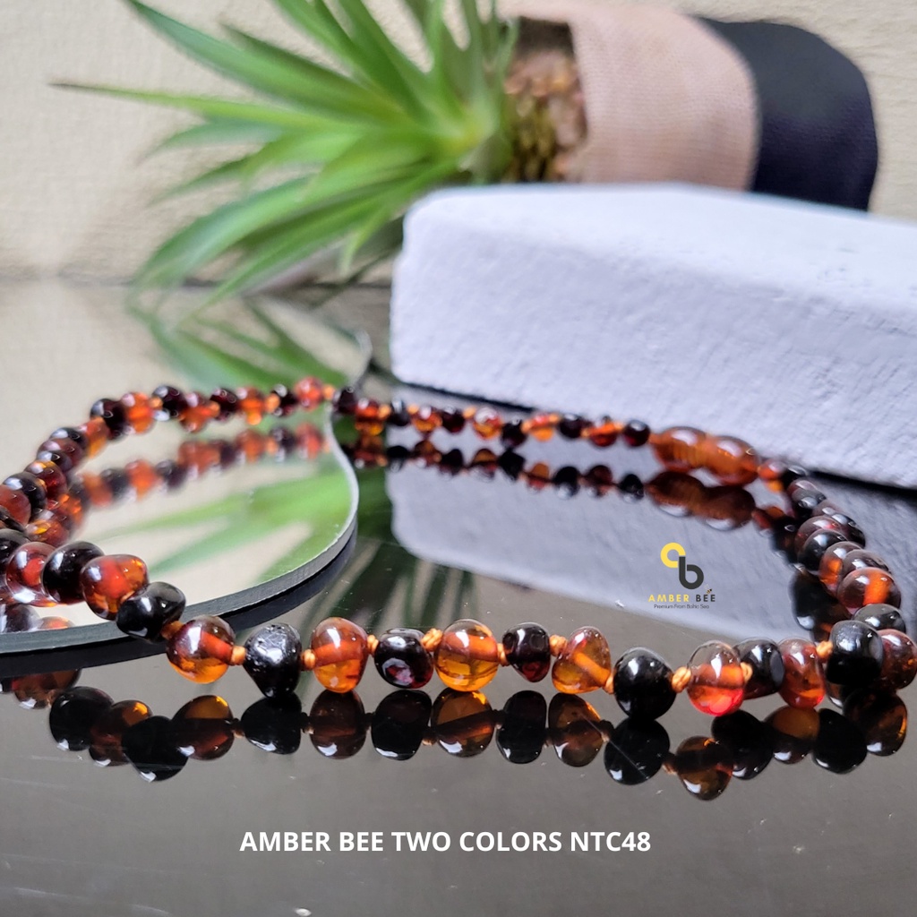 Set Kalung Gelang Amber Baltic Bayi &amp; Anak Mix 2 Glossy Cherry Cognac NBGCC4871 By Amber Bee