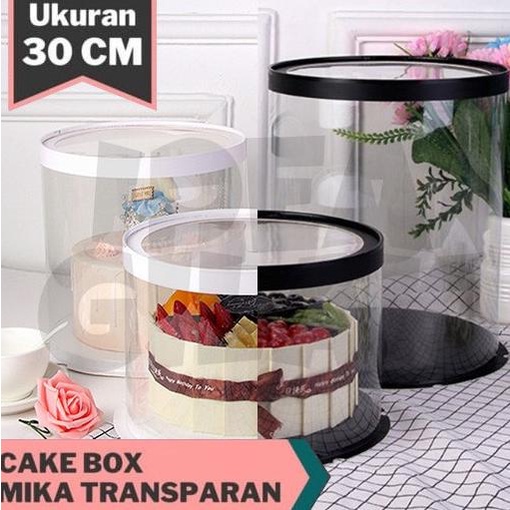 

[COD] Cake Box Tabung Bulat Transparan Bening Putih/Hitam/Pink/Biru D 30 cm [COD]