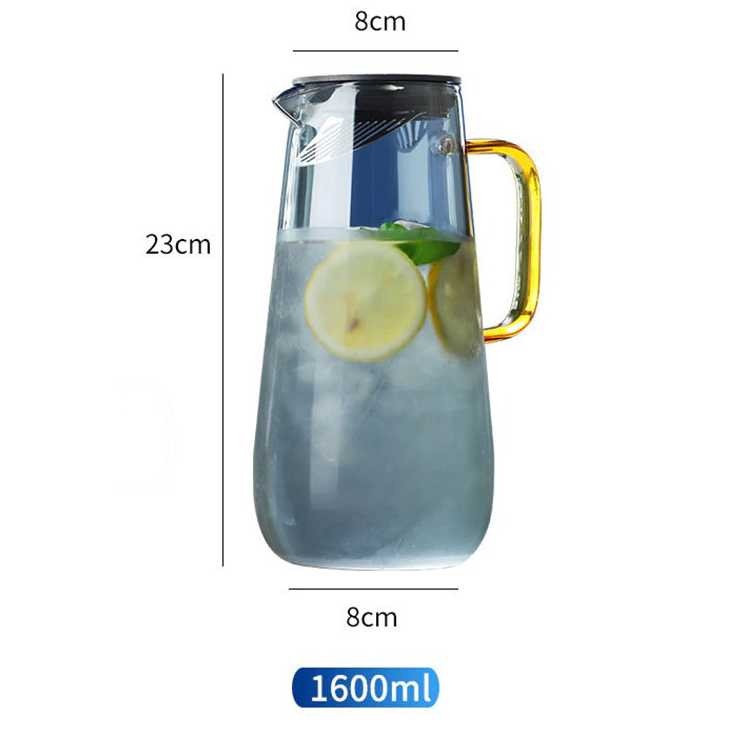 Teko Pitcher Kaca Unik Teh Kopi Jus Borosilicate Glass 1.6l Homadise