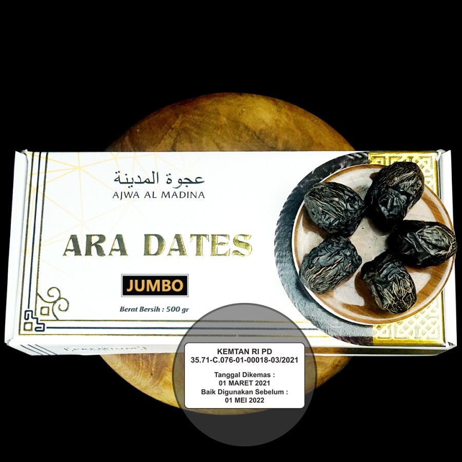 Kurma Ajwa Premium Jumbo ARA Dates 500 gram Original KEMTAN