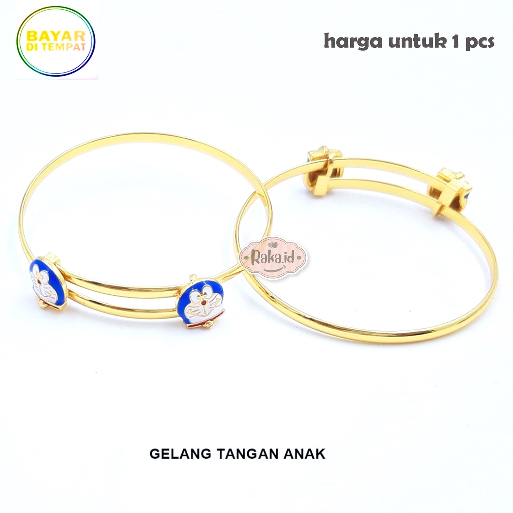 Raka Acc - Gelang Tangan Bangle Anak Doraemon Kerincing Gold Perhiasan Anak Menawan Lapis Emas 597