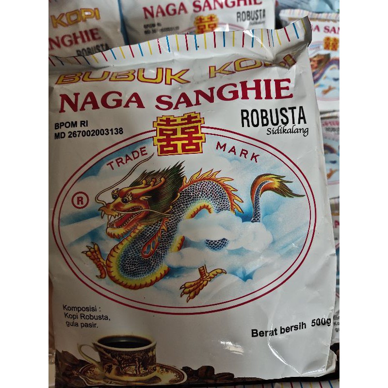 

Bubuk Kopi / Kopi Bubuk Naga Sanghie Robusta Kasar / Halus Sidikalang 500 gram