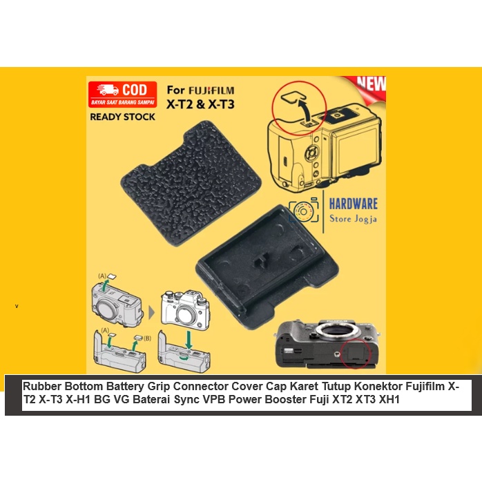 Rubber Bottom Battery Grip Connector Cover Cap Karet Tutup Konektor Fujifilm X-T2 X-T3 X-H1 BG VG Ba