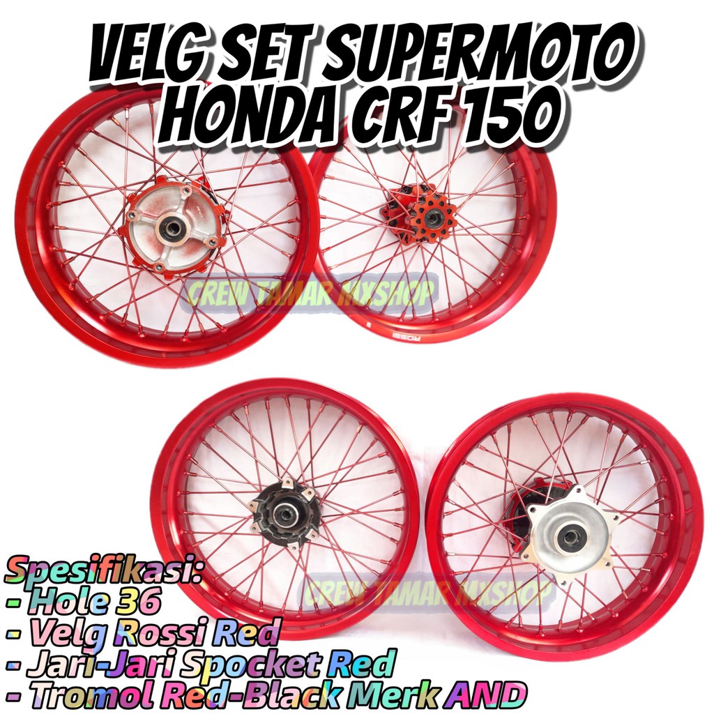Velg Set Supermoto Honda CRF 150 L Tanpa Ban Warna Full Merah
