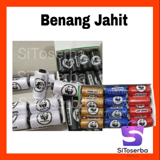 BENANG JAHIT BAJU PANDA MURAH KUAT KUALITAS PREMIUM - BENANG JAHIT WARNA SERAGAM SEKOLAH HITAM PUTIH