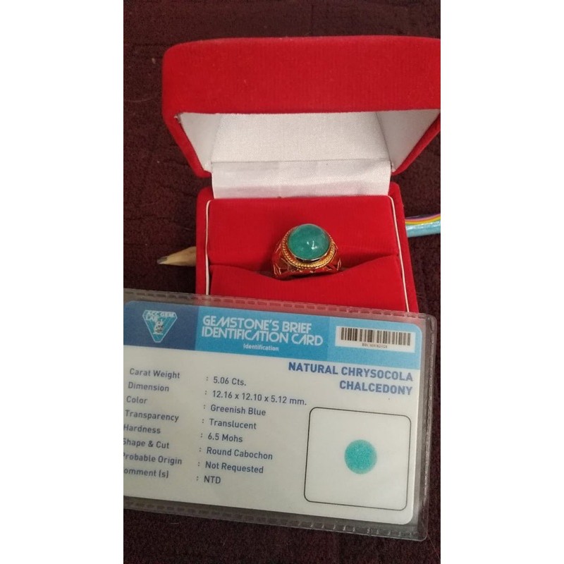 gemstone sertifikat cincin batu akik greenish blue