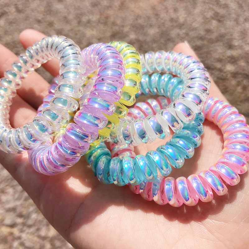 [ACKER] Gaya Korea Transparan Spiral Ikat Rambut Mutiara Rubber Band Untuk Wanita