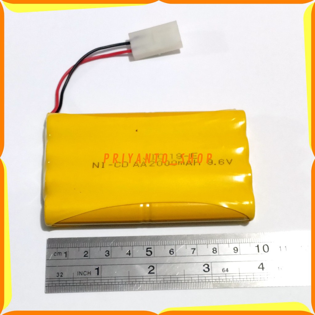 Baterai Ni Cd RC AA 2000mAh 9.6V Model 2 Socket Putih isi 8