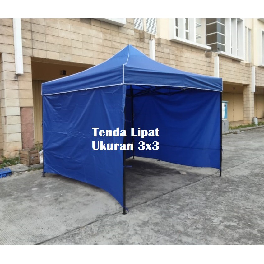 Tenda Lipat 3x3 Lengkap Dinding Polos 3 Sisi