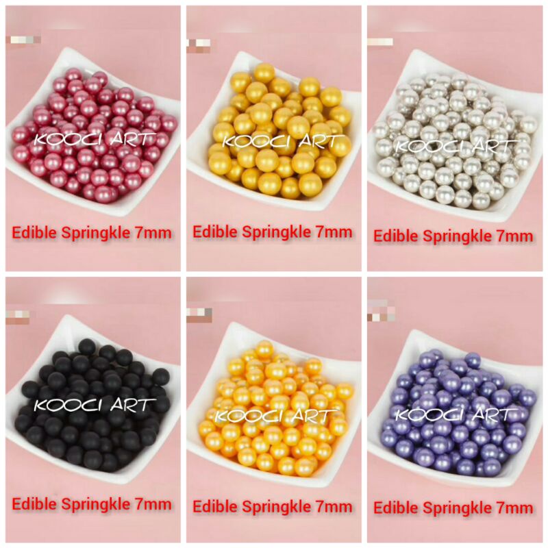 

Edible springkle 7mm/cake topping/gula mutiara/bahan dekorasi kue/unik