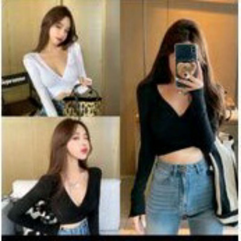 ZELINE Crop top Longsleeve V-Neck 943