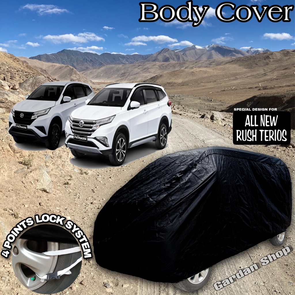 Sarung Mobil ALL NEW RUSH TERIOS Hitam POLOS Body Cover All New Rush Terios Full Black