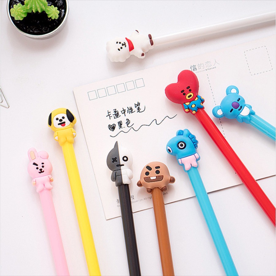 Ready Stock KPOP   Cute Black Ink Gel Pen Kawaii Cartoon Ballpoint School Stationery