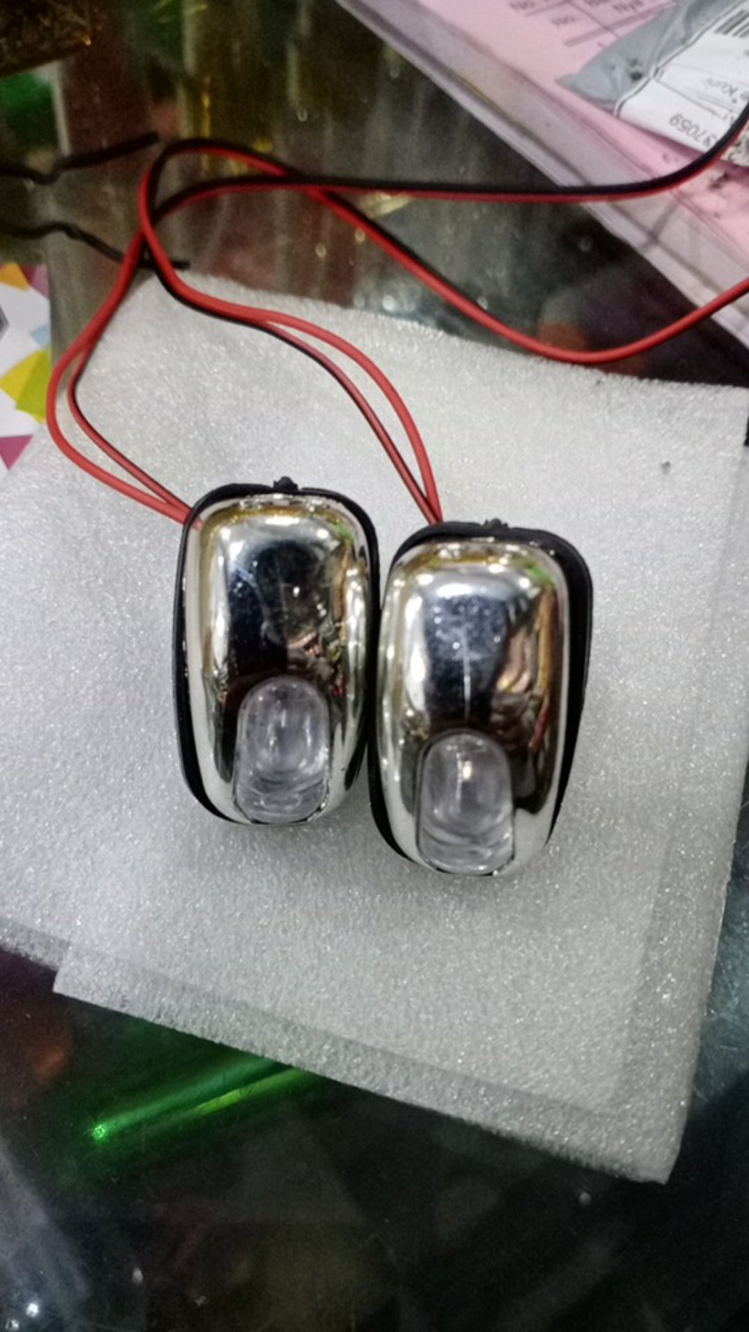 ❄1 Pair Auto Led Light Windshield Kaca Depan Jet Semprot Nozzle Wiper Washer Lamp