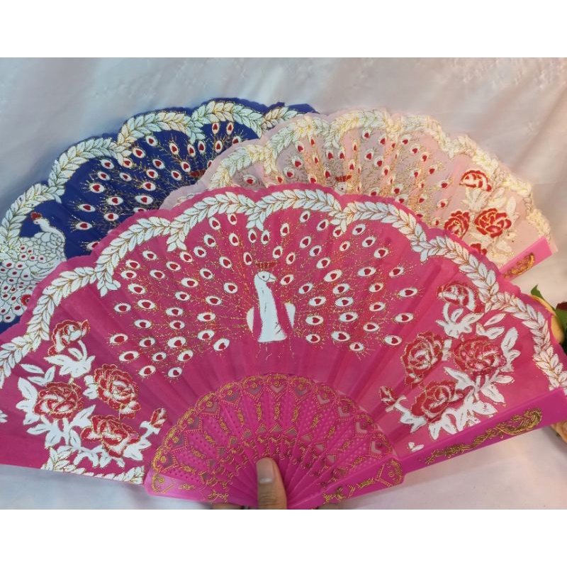 Kipas Jepang Lipat Kipas Merak Gliter Souvenir Pernikahan