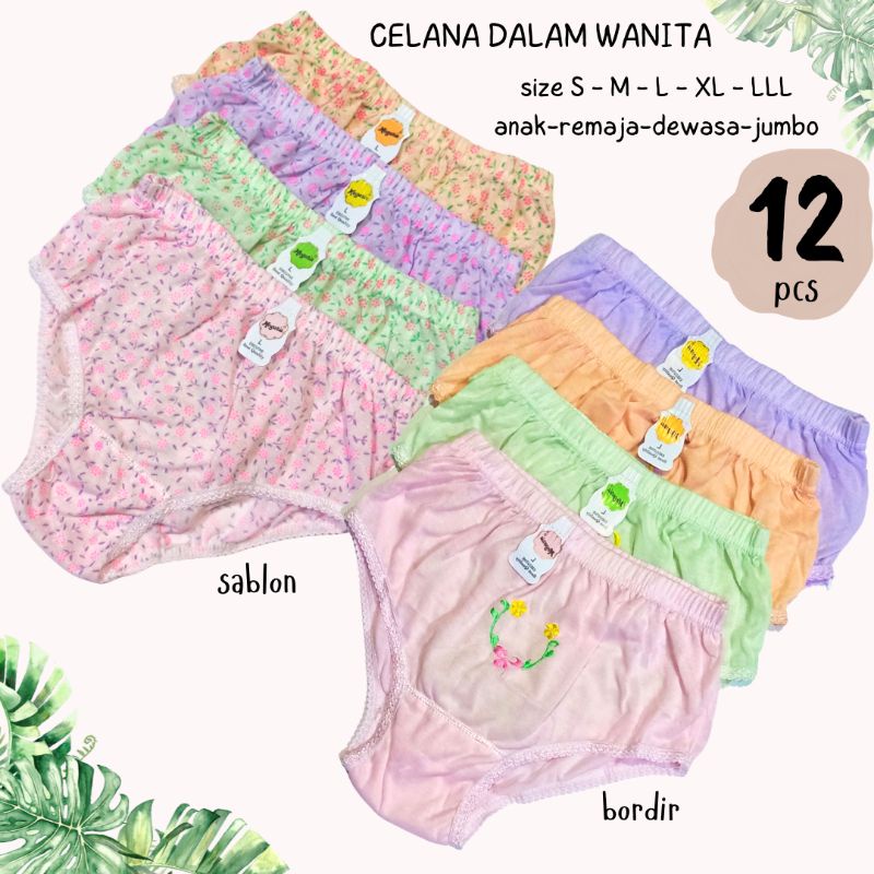 Celana Dalam Wanita Katun MEGARIA LUSINAN Size S M L XL LLL Celana Dalam Wanita Remaja Dewasa Jumbo Lusinan Murah Undies CD Wanita Katun