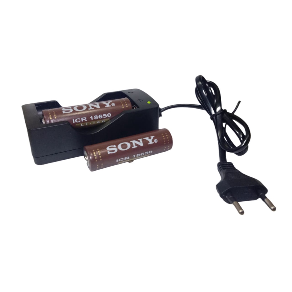 Charger 4.2V-1000mA + 2pcs Baterai Lithium 18650 Li-ION 3.7V 6000mAh