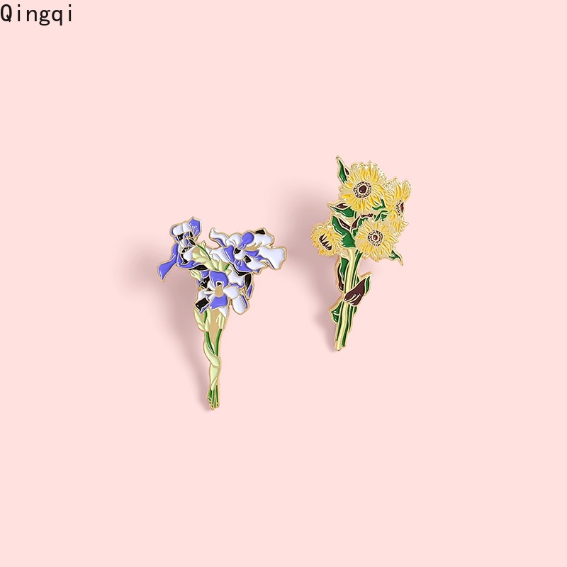 Bros Pin Enamel Bentuk Bunga Matahari Iris Untuk Hadiah