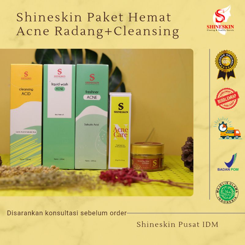 SHINESKIN PAKET HEMAT ACNE RADANG PLUS CLEANSING
