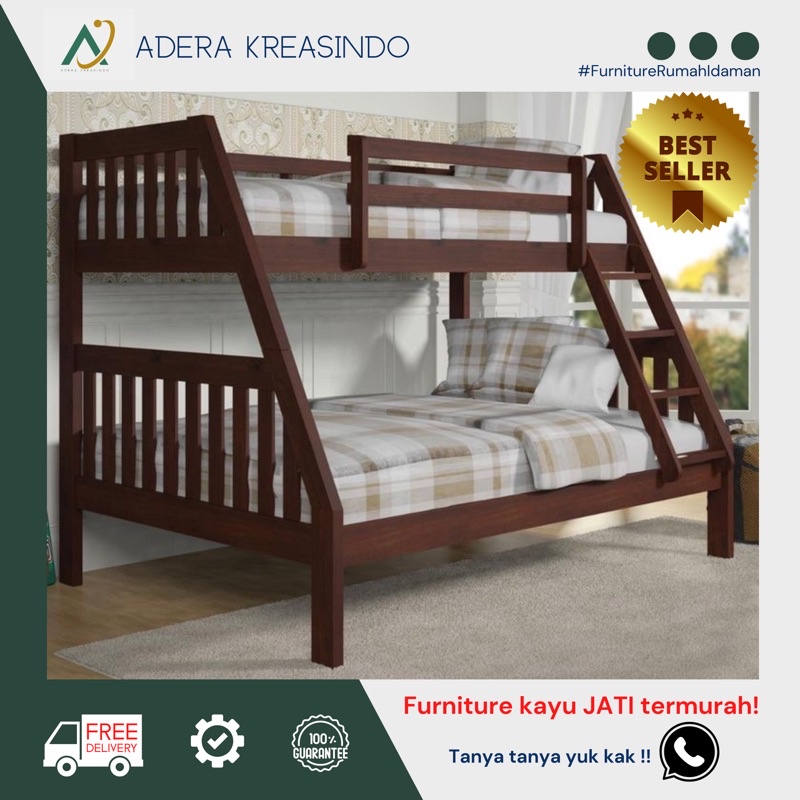 Ranjang tingkat kayu jati / Divan kayu jati / Tempat tidur minimalis