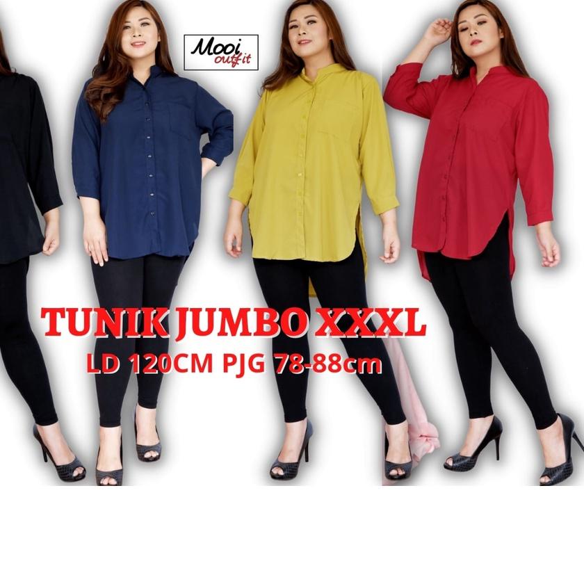 ✿ Kemeja Tunik Jumbo Terbaru / Tunik Kemeja Krah Shanghai Kekinian / Tunik Jumbo Xxxl Ld 120 Modern 