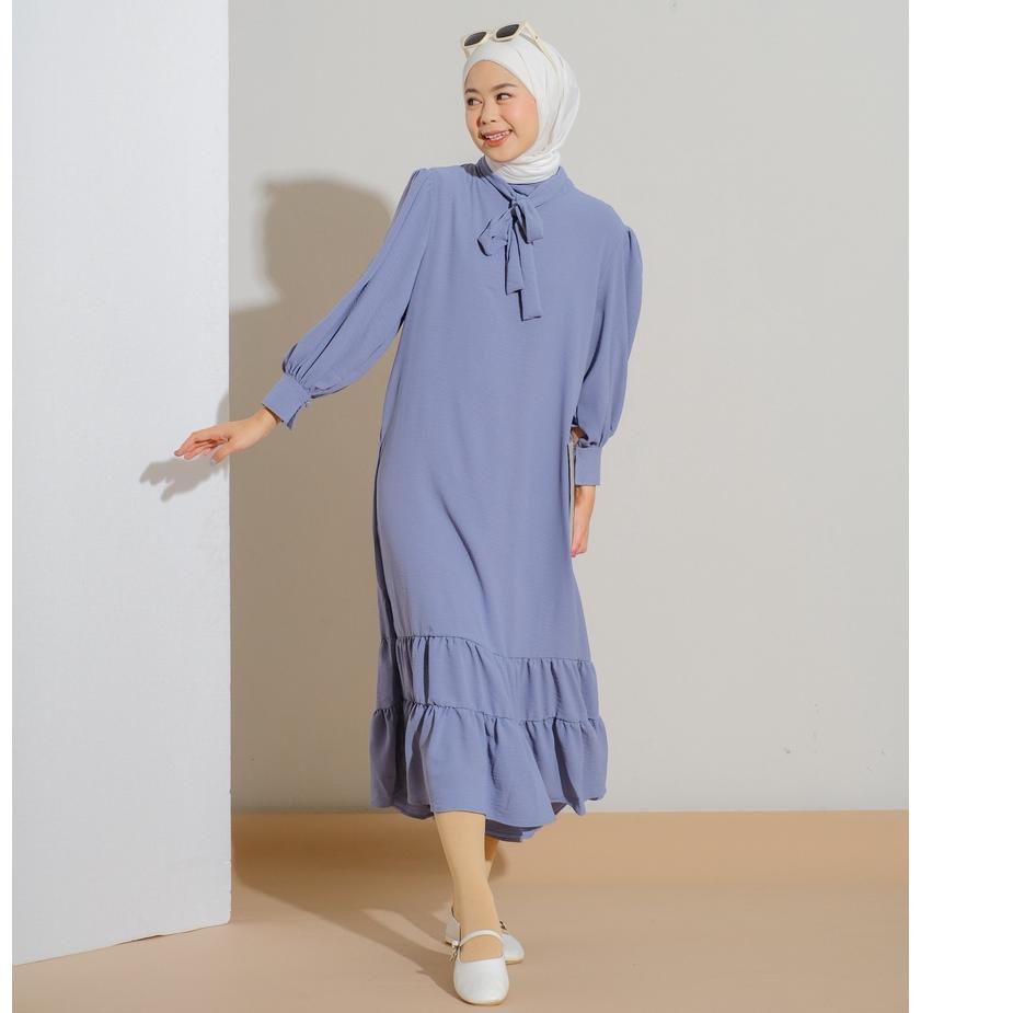Stok Terbatas Mayoutfit Lamitha Maxidress | Dress Gamis Layer Kerah Pita