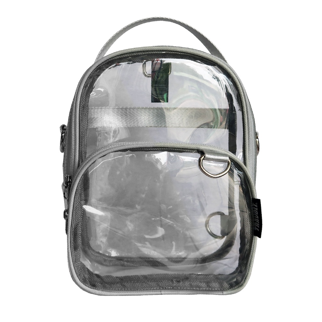 Premium Sling Bag 3in 1 - Travolt - 6 Warna Tas PVC Selempang ransel Transparan - Tas PVC Mika tebal  - Tas Konser KPOP - Daew-Abu - abu