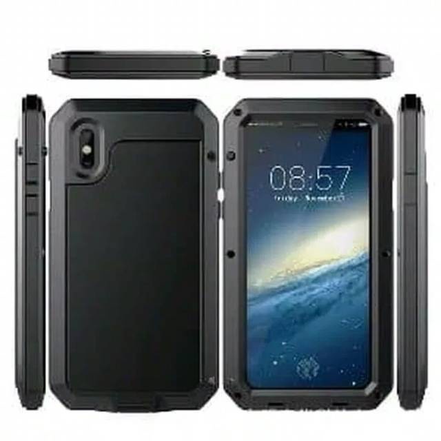 GoodCase - Hard Case iPh 5 | 6 | 6+ | 7/8 | 7+/ 8+ | X/XS | 9/XR | 9+/XS Max Lunatik Taktik Case Gorilla Glass Full Black