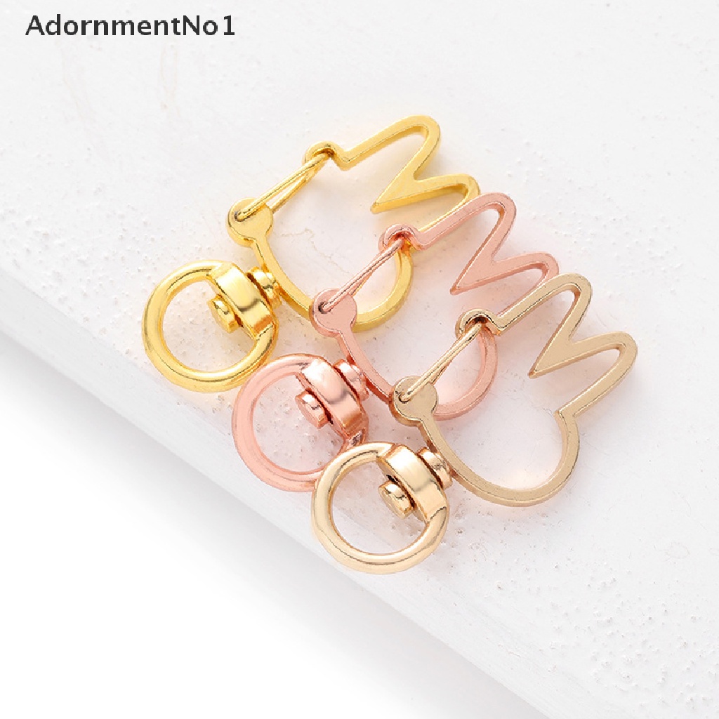 (AdornmentNo1) 10pcs / Set Gantungan Kunci Bentuk Kelinci Aksen Hollow Untuk Aksesoris DIY