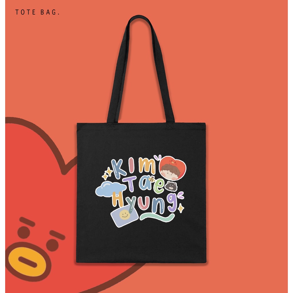 TOTE BAG NAME BT21 /TAS SANTAI WANITA / BAHAN KANVAS / KOREAN STYLE / BEST SELLER