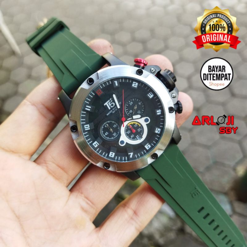 JAM TANGAN PRIA T5 H 3913 CHRONOGRAPH ORIGINAL TAHAN AIR RUBBER