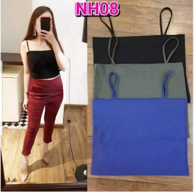 Fourfashion TANKTOP NH08 I TANK TOP CROP TALI POLOS I SINGLET BAHAN SPANDEX UKURAN ALLSIZE FIT L