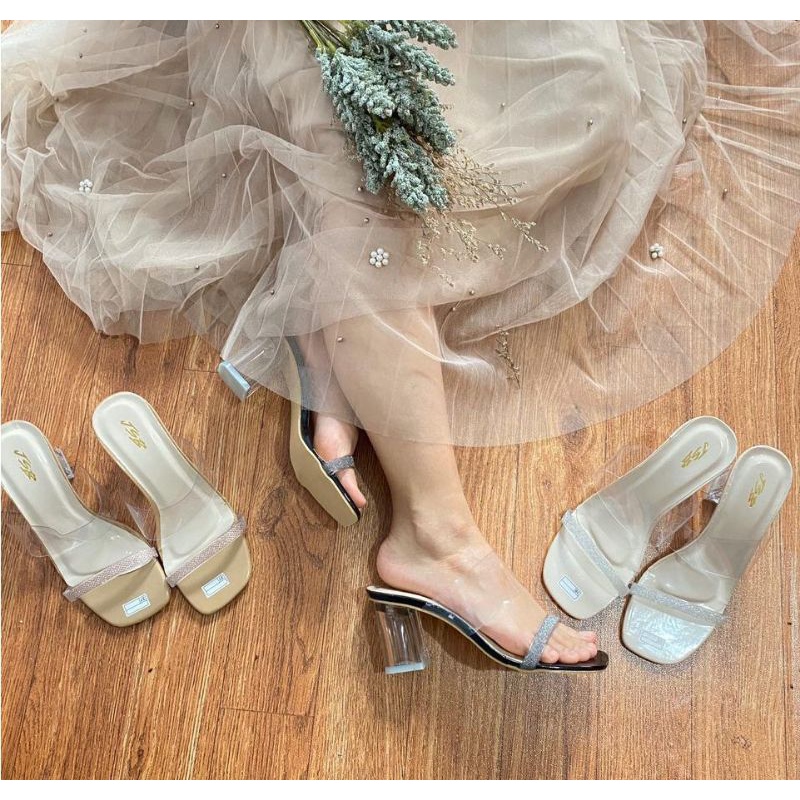 Vania:sepatu hak pesta/sendal hak wanita sepatu hak tali/sepatu hak tahu kaca/ sepatu hak