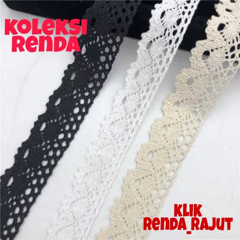 ( per roll 10yard) renda rajut lebar 3cm, renda kait lebar 3cm