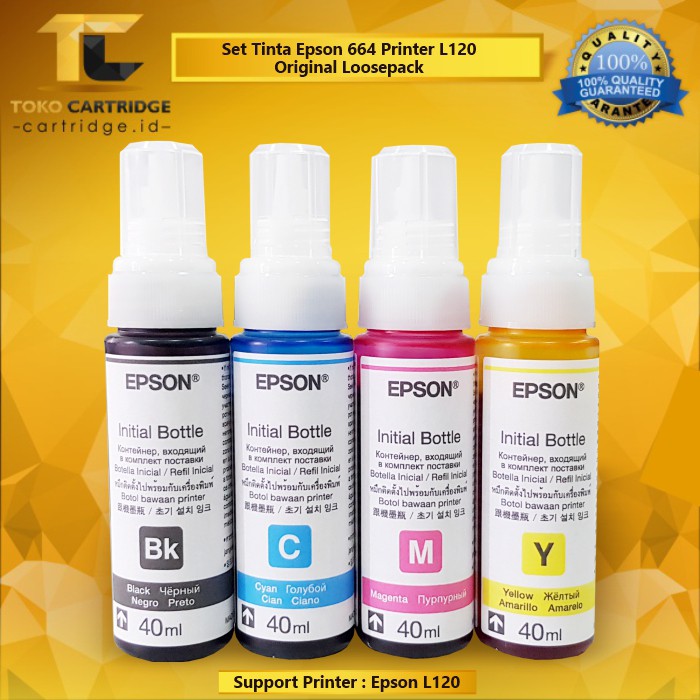 1 Set Tinta Refill Printer Epson L120 664 Original Loosepack