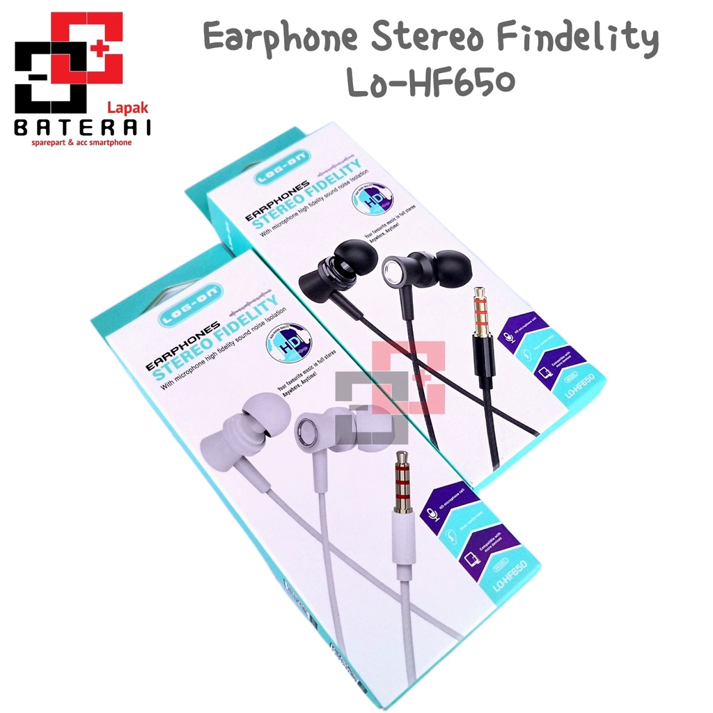Log On - HF650 Handsfree Earphone Stereo 3.5mm / Headset - 1 tahun Garansi