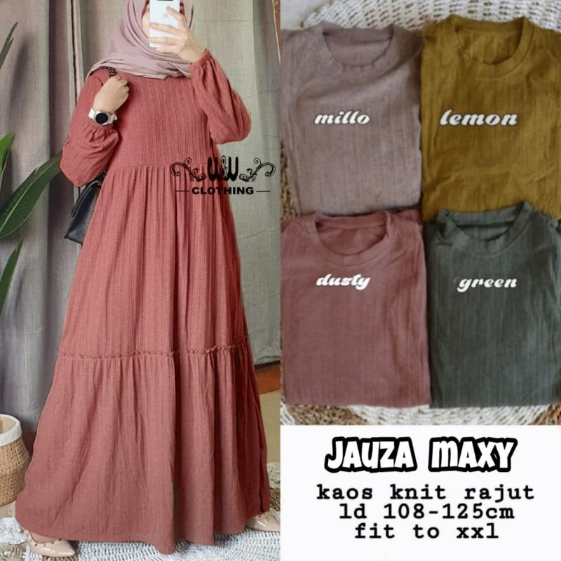 GAMIS DRESS HARIAN FALIA MAXY GAMIS WANITA BAHAN KAOS KNIT RAJUT IMPORT LD110-125cm FIT TO XL-5