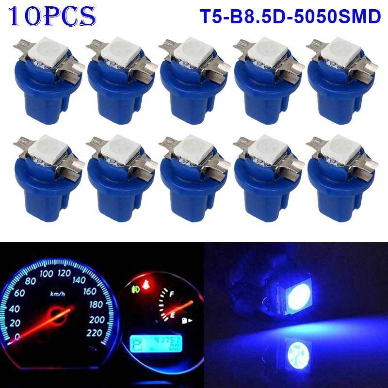 10x T5 B8.5D 5050 1SMD Car LED Dashboard Light Bulbs 12V