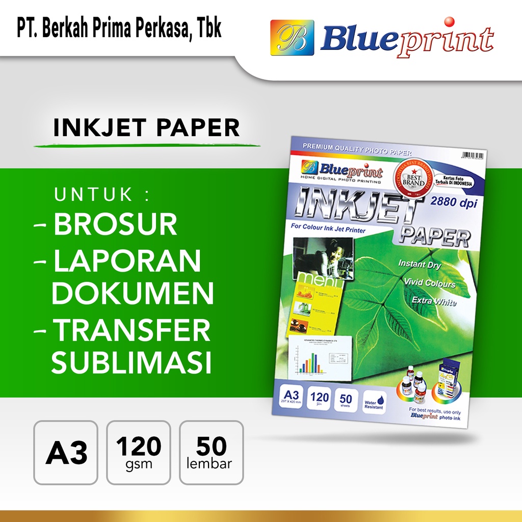 

Kertas Inkjet , Inkjet Photo Paper BLUEPRINT A3 120 gsm