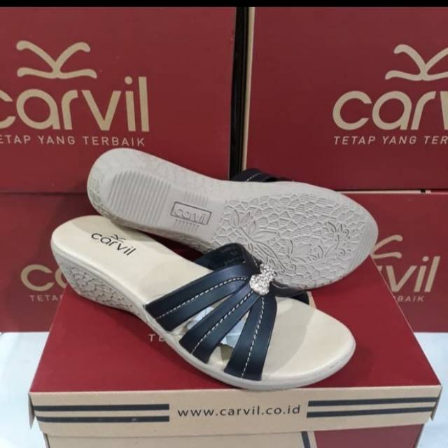 Sandal wanita Carvil original model selop hakim tinggi