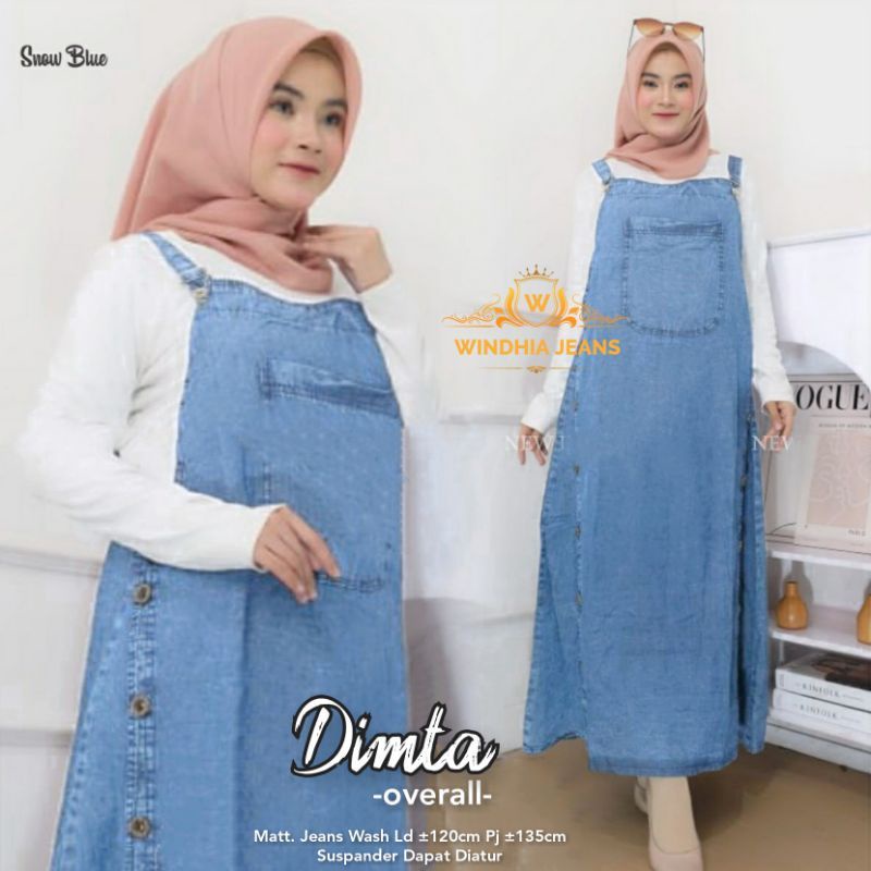 OVERALL DRESS WANITA BAJU KODOK DRESS JEANS PREMIUM TERBARU POLOS FIT XXL
